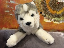 VTG Animal Alley Husky Dog 12" Plush Grey Wolf Floppy Stuffed Animal Toys R Us