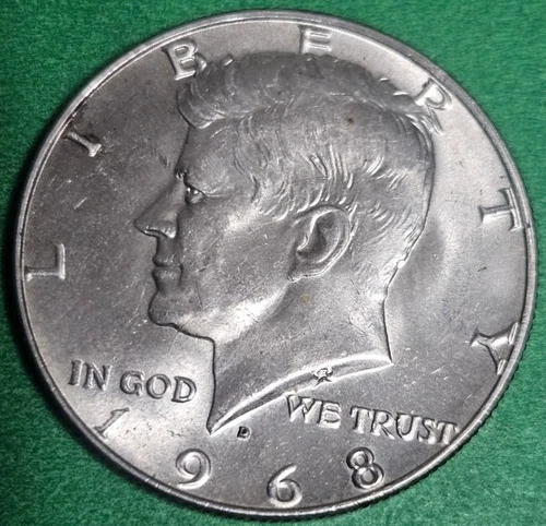 1968 D Kennedy Half Dollar 40% Silver AU PLUS Gem US Coins 50c  *Free Shipping*