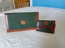 DOONEY  BOURKE Hunter Green  Tan Leather Checkbook Wallet  Key Case, 2VG