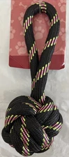 NEW Greenbrier Kennel Club Dog Rope Knot Toy 7” Long Black Pink Green