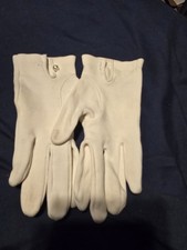 Vintage Ladies White Cotton Gloves, Wrist Length, Size Small
