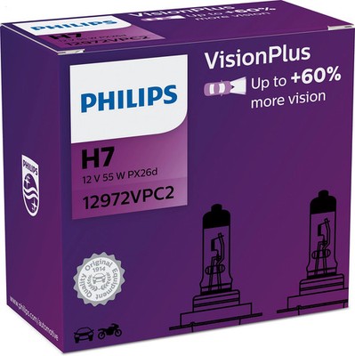 2x PHILIPS VisionPlus +60% H7 12V/55W für MERCEDES CLC-KLASSE CL203