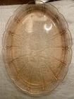 Vintage Jeanette Glass Cherry Blossom Platter Pink Oval 1930s  13.5”