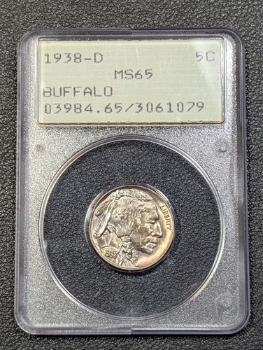 1938-D Buffalo Nickel 5C PCGS RATTLER MS65 - Beautiful Toning! - Ships Free!