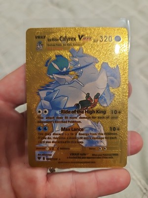 Ice Rider Calyrex Vmax Gold Foil Fan Art Textured Collector Pokemon Card TG15