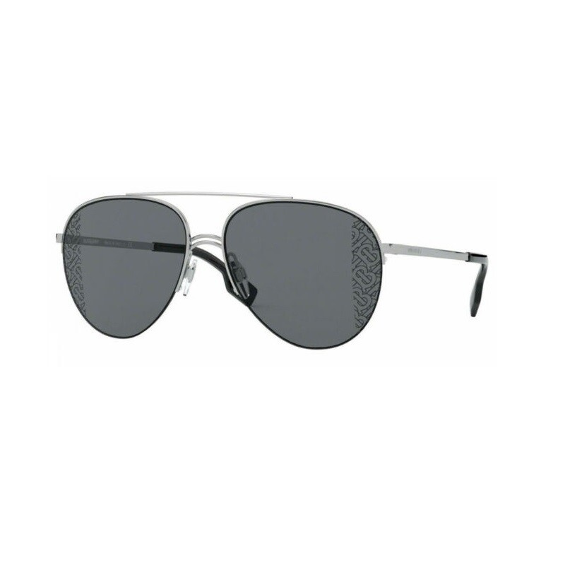 Burberry Silver Logo Aviator Sunglasses Burberry - Metal Logo Aviator Sunglasses - Silver - Burberry  main image 3
