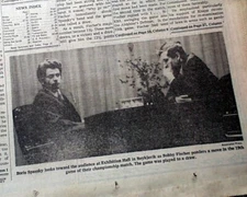 Bobby Fischer 1st American Chess World Champion vs. Boris Spassky 1972 Newspaper