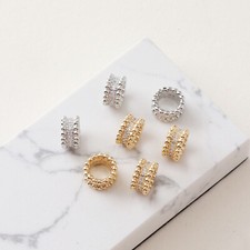 6pcs CZ Pave Round Ring Pendant,Zircon Circle Charm,Hoop Spacer Bead