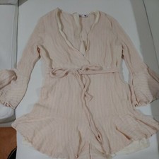 Fasion Nova Women's Jumpsuit Dress Ruffle Sleeve  & Shorts Playsuit Sz L Petite