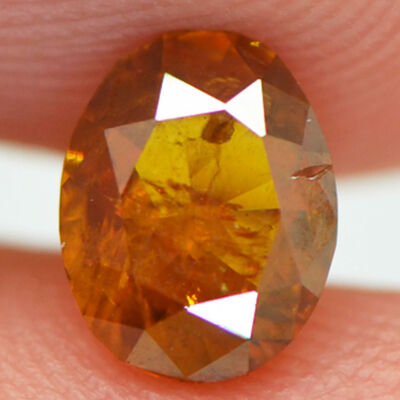 Oval Shape Diamond Fancy Orange Color Loose SI2 Natural Enhanced 0.80 Carat