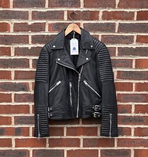 All Saints Ladies Estella Leather Biker Jacket Uk10 Us6 Eu38 Bomber B54