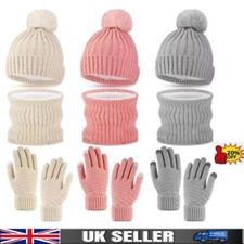 NEW Hat Scarf And Gloves Set Ladies, 3 In 1 Winter Hat Gloves Scarf Set UK