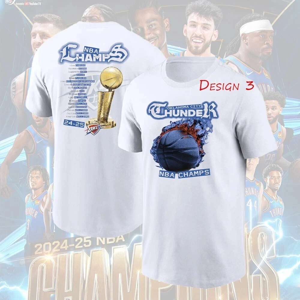 OKC Thunder 2025 Basketball Finals Champions Double Sided T-Shirt - All Sizes