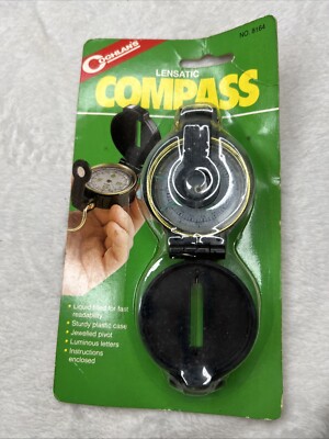 1989 Coghlan's Lensatic Compass Case Liquid Filled Camping Survival Emergency