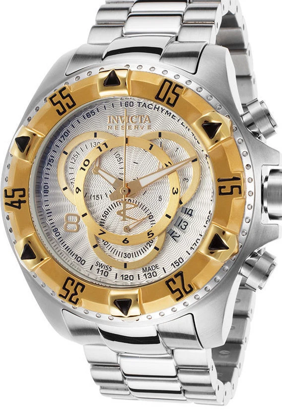 Invicta11002 Reserve Excursion Swiss Cronógrafo Plata y Oro Esfera S/S Estuche - Imagen 3 de 4