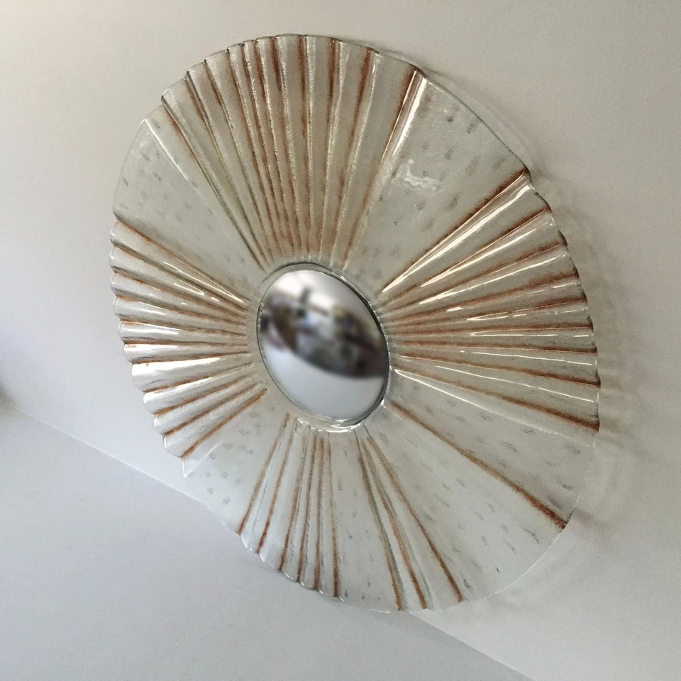 Espejo de pared decorativo escultura vidrio texturizado tinte marrón Foto 3 de 4