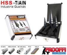Stufenbohrer Konus Schäl Bohrer Metall Fräser 3 tlg Set HSS TiALN  4-32mm C9265
