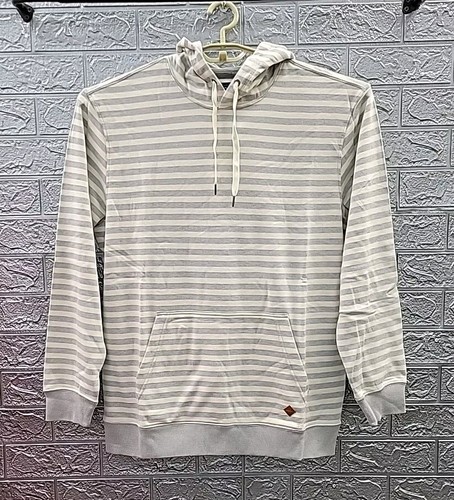 New Baja Llamas Loopy Lines Pullover Hoodie Grey/White Stripe Size Large