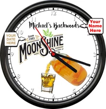 Personalized Your Name Moonshine Distillery Mason Jar Alcohol Sign Wall Clock