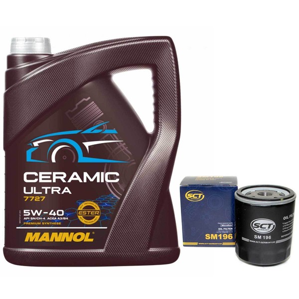 MotoröL Set 5W-40 Mannol 5 Liter + ÖLfilter Sm 196 FüR Vw Lupo 1.0 6E1 6X1 50 Ps-image