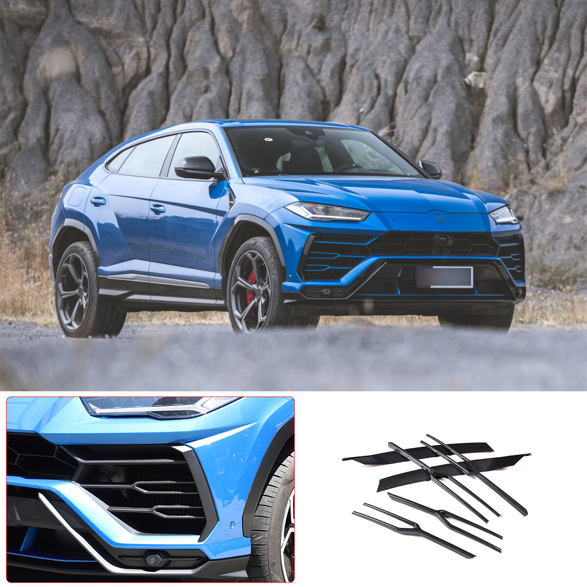 Carbon Fiber Front Bumper Winglets Fog Light Trim For Lamborghini Urus 18-23 US