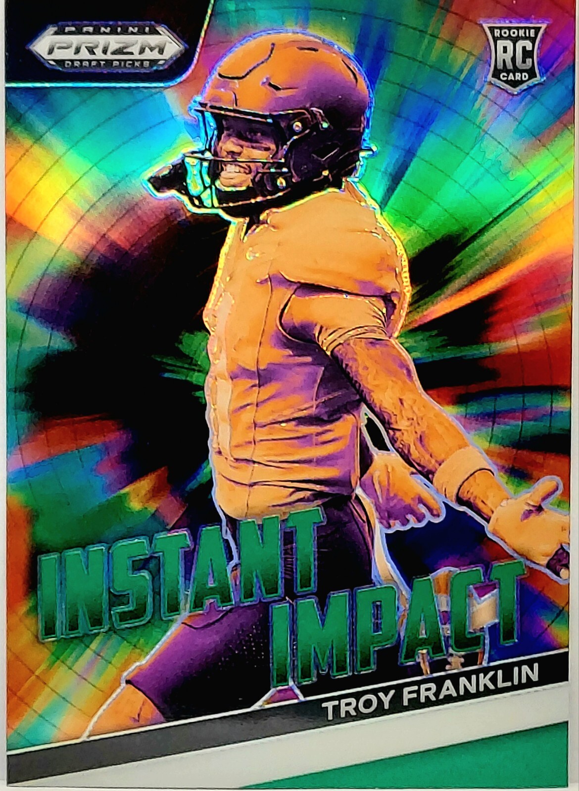 Troy Franklin Panini Prizm Draft Picks Instant Impact #IITF Green Prizm