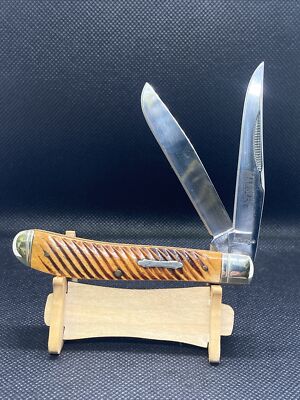 Marbles Orange Twisted Bone Trapper Pocket Knife