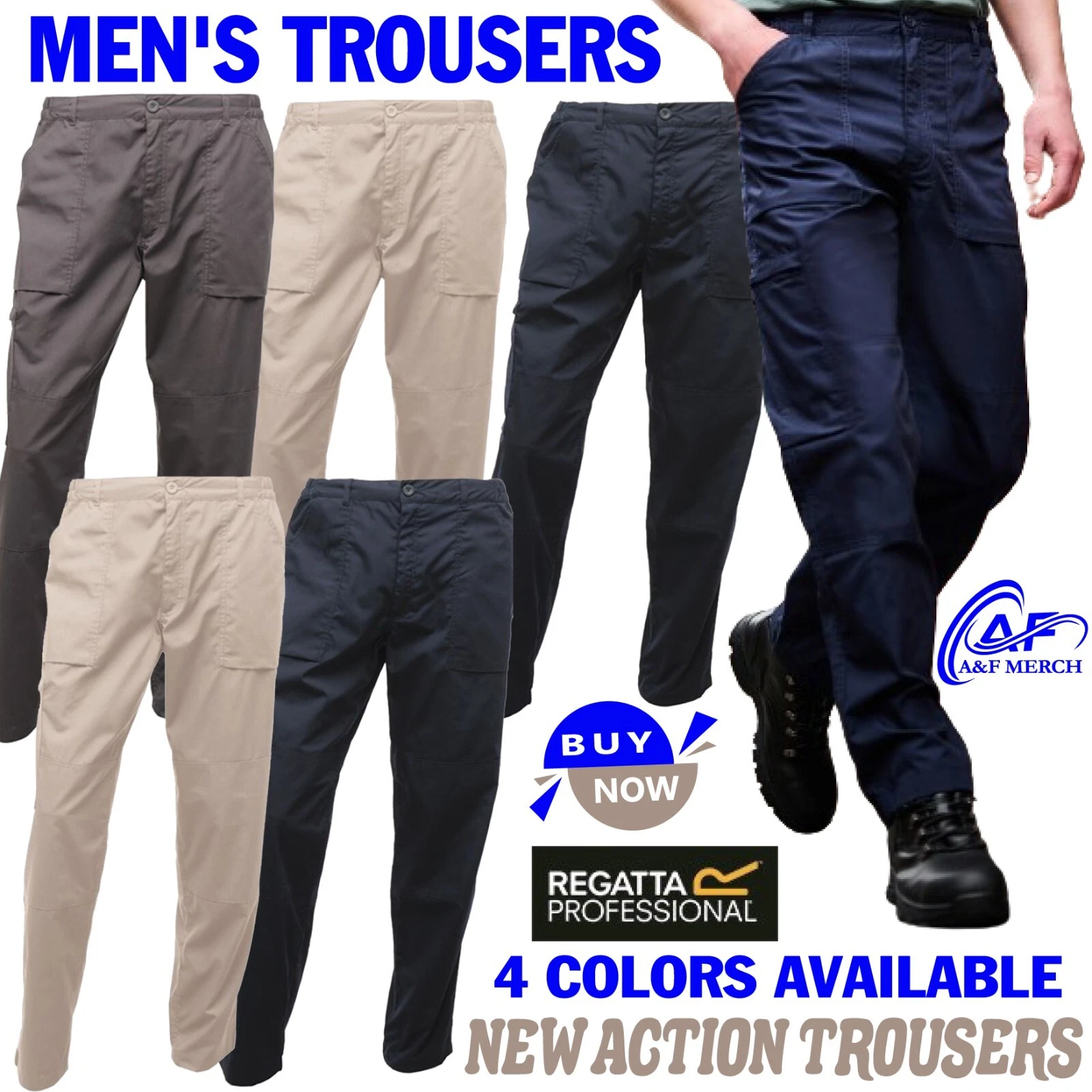 Regatta New Action Work Trousers Multi Pocket Water Repellent Utility Pants
Opens in a new window or
