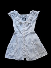 Reformation white 100%linen front pockets Minimalistic fringe mini dress size 0