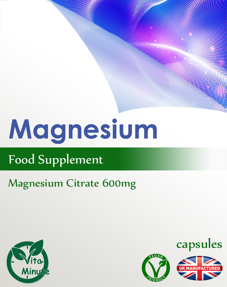 Magnesium Citrate 600mg (30/60/90/120/180 Capsules) Restless Legs