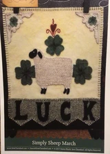 PATTERN Wool Felt Sheep & Shamrocks Irish LUCK March Banner NEW Sew Cherished