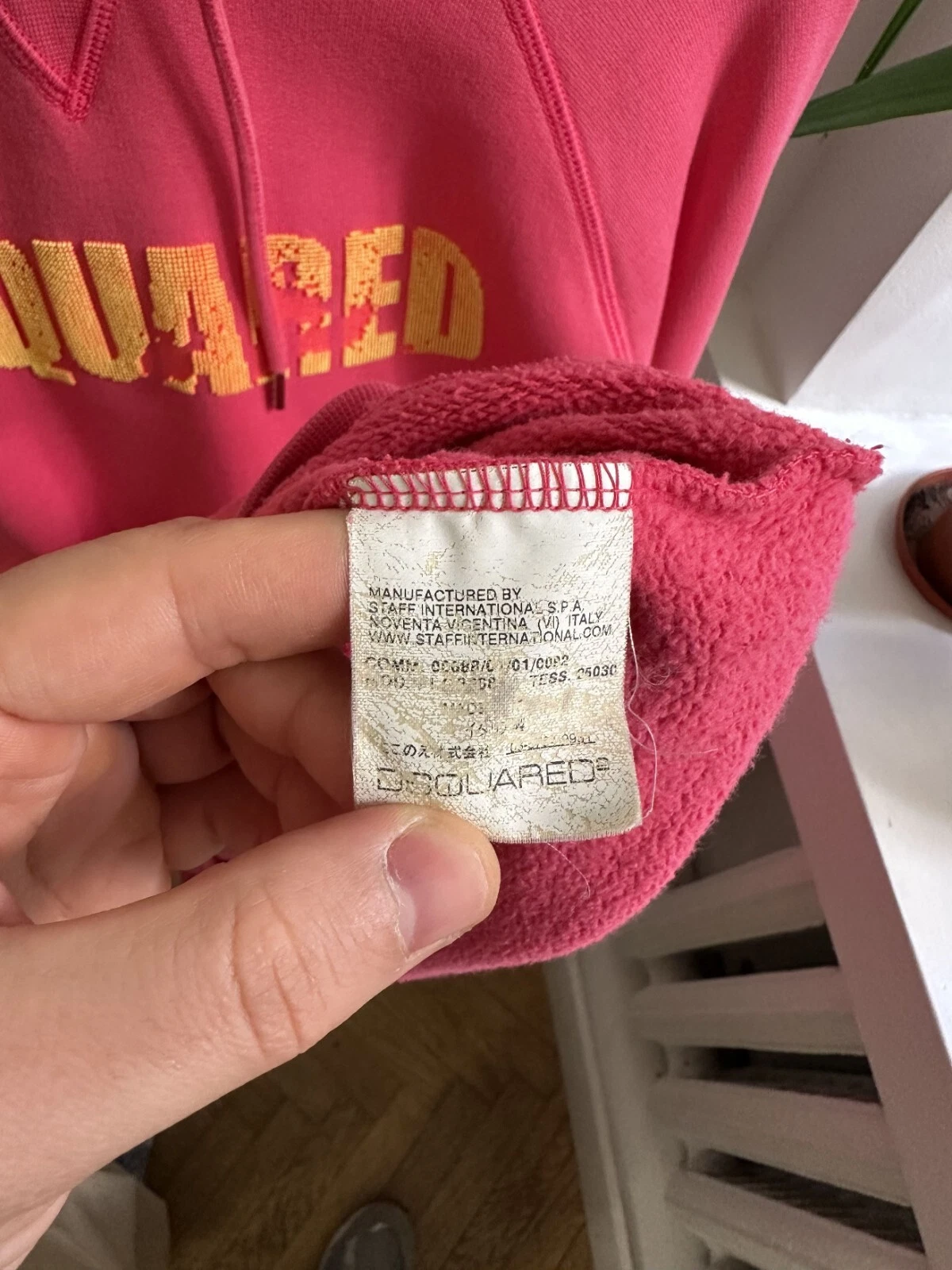 DSQUARED2 Felpa con cappuccio Dsquared rosa cremisi Made in Italy