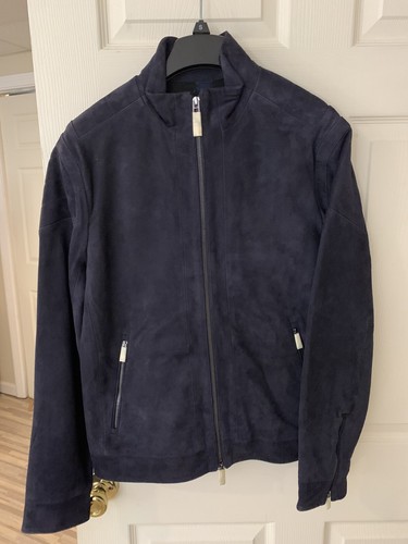 Calvin Klein Blue Suede Moto Jacket S 