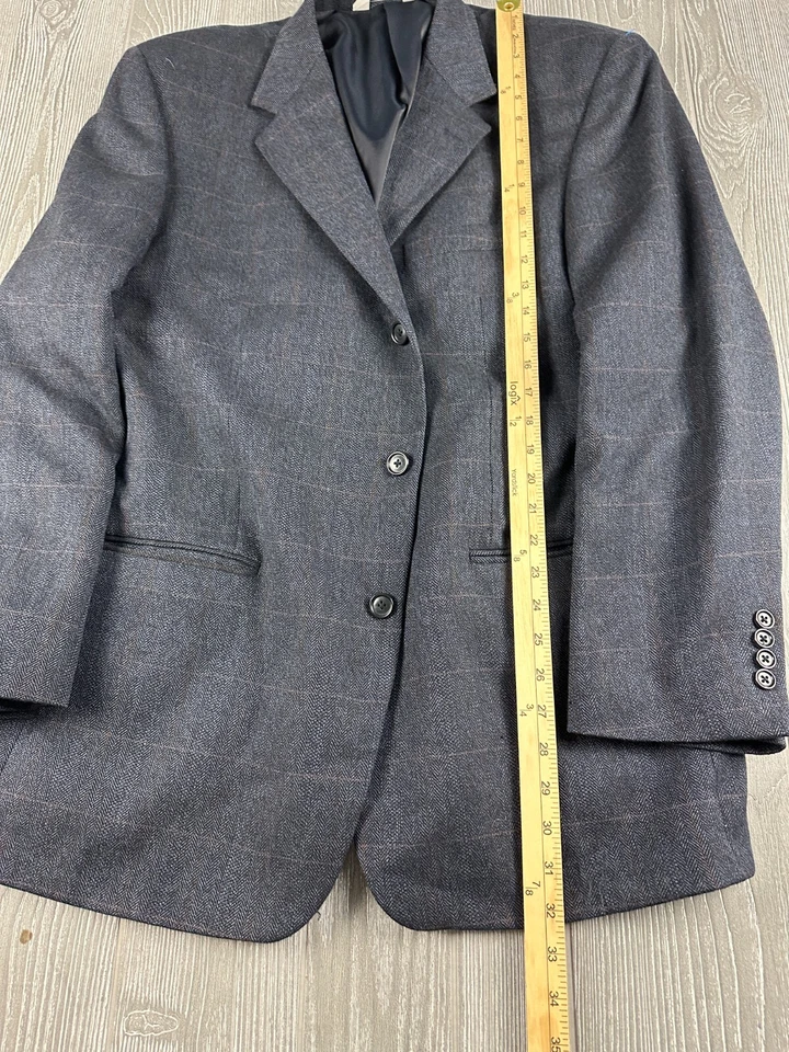 Abrigo Blazer Deportivo LINEA UOMO Talla 44 Regular Gris A Cuadros Para Hombre Lana de Cordero Foto 4 de 4