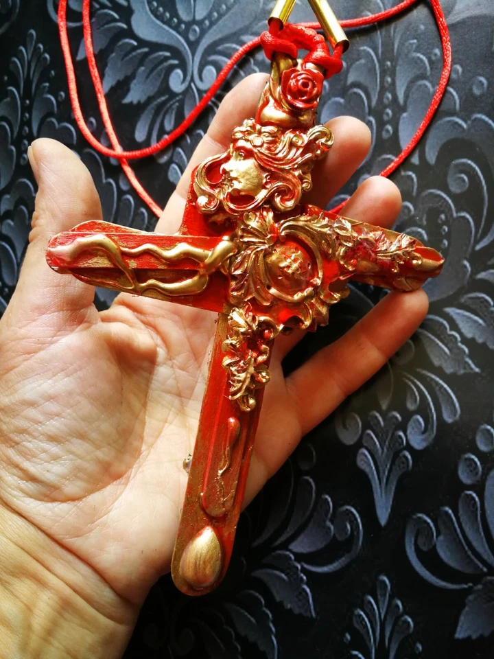 Cruz Rosacruz Crux Collar Colgante Amuleto Mágico Chamán Tambores Llave Chamánica Foto 4 de 4