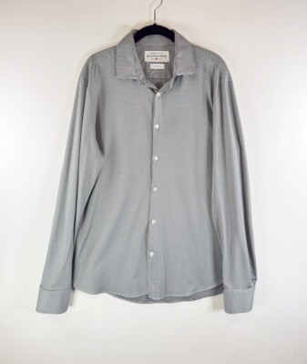 Mizzen Main Mens Button Up Shirt Gray Spinmaker Plaid Long Sleeve Trim Fit Large