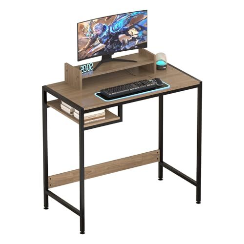 32-Inch Grey Computer Desk with Storage for Home Office and Gaming-image