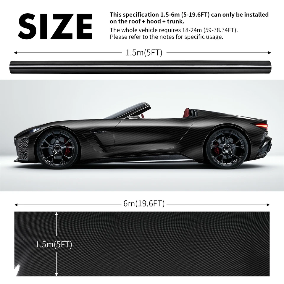 For Saab CARBON FIBER Paint Protection Vinyl Wrap Film Sticker Decal Sheet Roll - Image 2 of 4