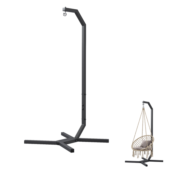 Qls HäNgesessel Gestell Stahl Mit Haken 203 Cm Stabil Bis 100 Kg Outdoor Schwarz-image