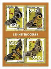 MOTHS & Butterflies Moth/Insects MNH 4v-Stamp Sheet #758 (2021 Central Africa)