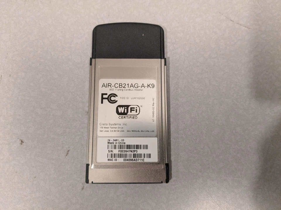 Cisco Aironet 802.11 a/b/g Wireless Adapter AIR-CB21AG-A-K9 Cardbus TESTED - Image 2 of 4