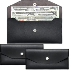 Chinco 2 Pieces Cash Envelope Wallet Money Pouch Reusable PU Leather Budget Wate