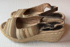 Mudd Y2K Eurich Chunky Wedge Cork Sling back Peep Toe Sandal Jute Women 8M