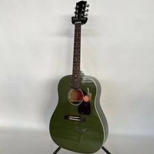 Solid Spruce Top Acoustic Electric Guitar Bone Nut Stainless Fret Olive Green