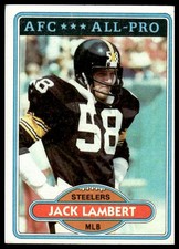 1980 Topps Jack Lambert #280 Pittsburgh Steelers - Excellent