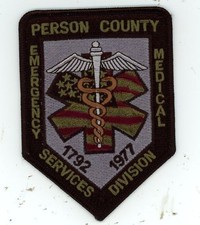NORTH CAROLINA NC PERSON COUNTY SHERIFF EMERGENCY MEDICAL SHOULDER PATCH POLICE
