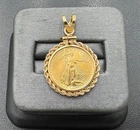 1986 $5  1/10ozt American Gold Eagle in 14kt Yellow Gold Rope Bezel w/ 5mm Bale