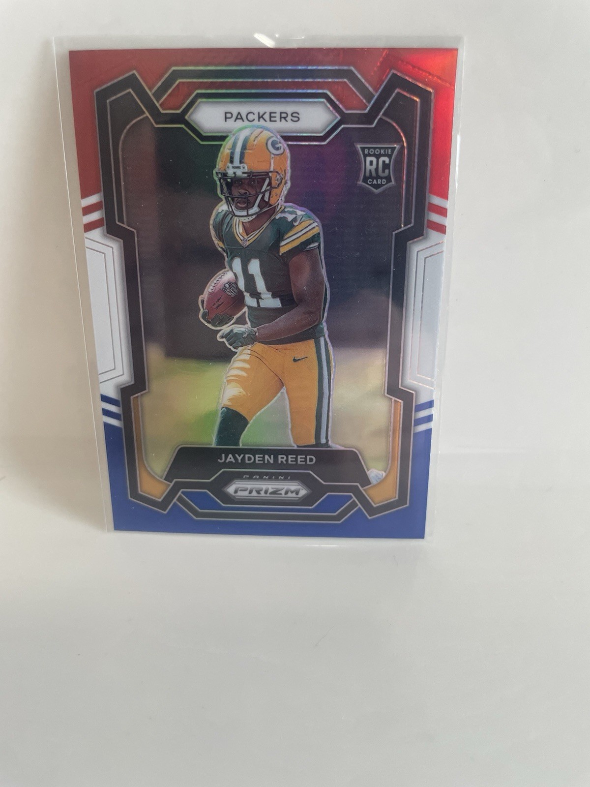 2023 Panini Prizm Red White & Blue Prizm Rookie Jayden Reed #334 Packers