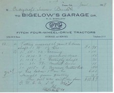 1919 BIGELOW'S GARAGE BILL GMC TRUCKS FITCH 4-WHEEL DRIVE TRACTORS FRESNO, CA