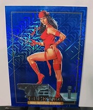 2024 SkyBox Marvel Masterpieces 92 Platinum Elektra #22 Blue Traxx